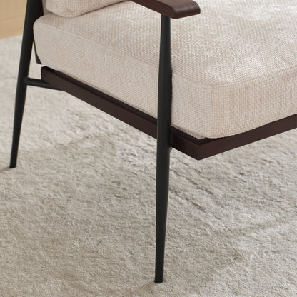 Linen Mid-Century Accent Chair, White, 30" Wide (view 9)