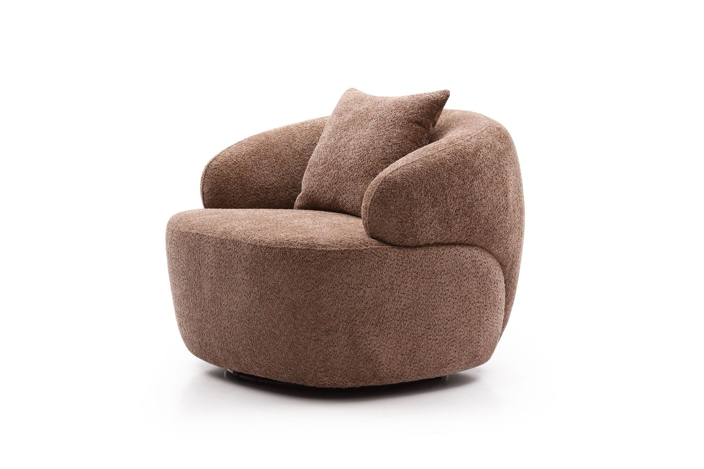 360° Swivel Boucle Sofa, 1 Seat, Mid-Century Brown (view 3)