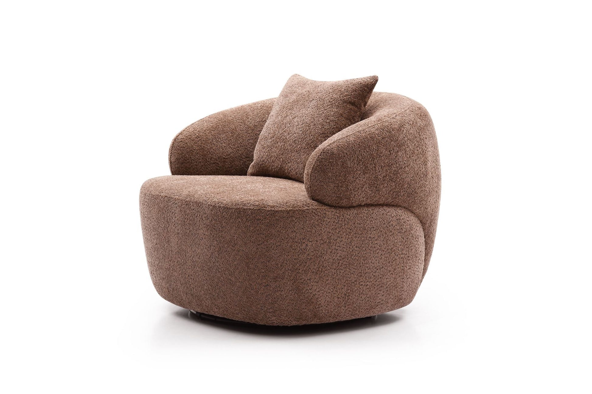360° Swivel Boucle Sofa, 1 Seat, Mid-Century Brown (view 3)