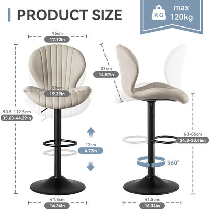 Faux Leather Swivel Bar Stools, Set of 2, High Back (view 7)