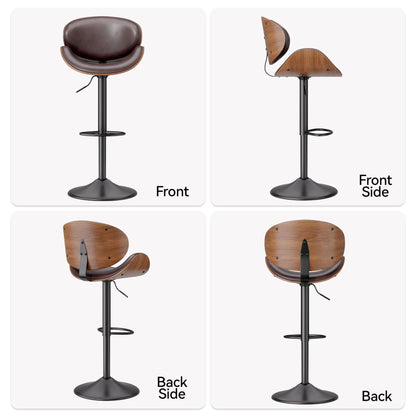 PU Leather Swivel Bar Stools, Set of 1, Black (view 16)