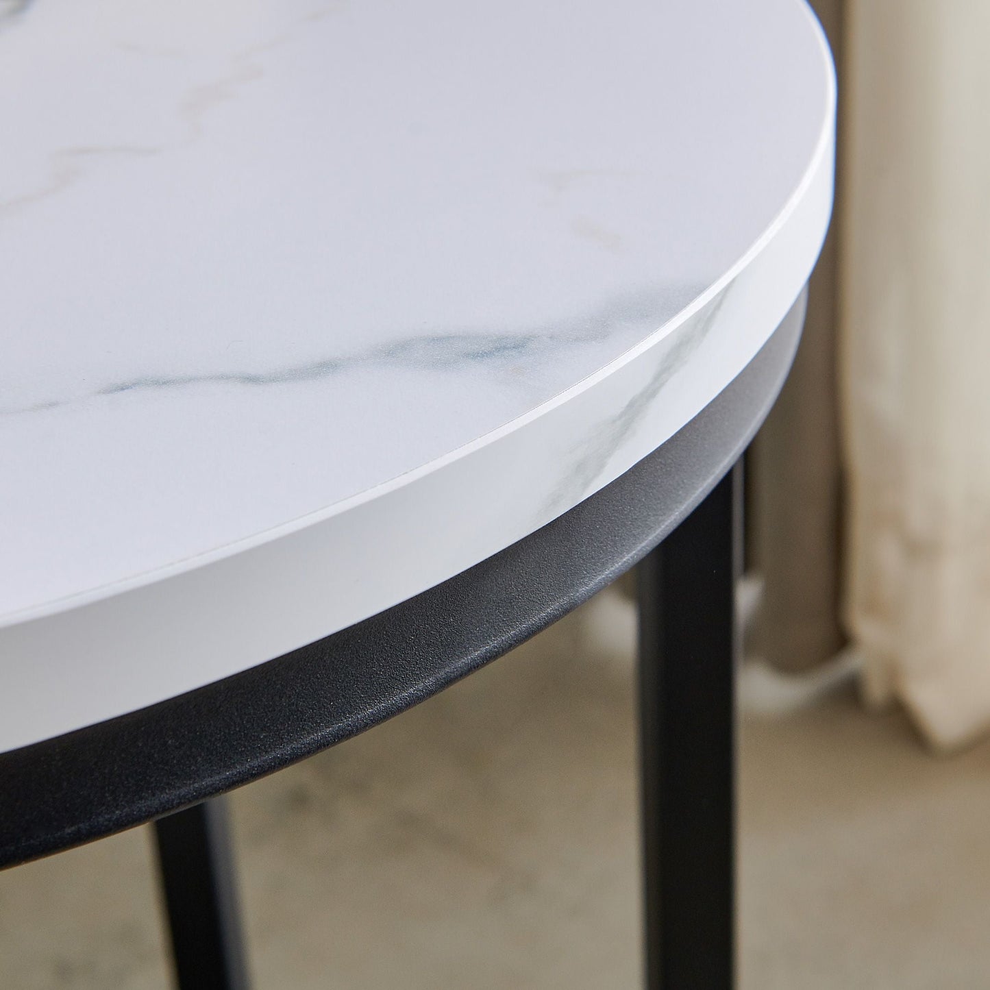 Mid-Century End Table, Black, Marble Top (view 6)