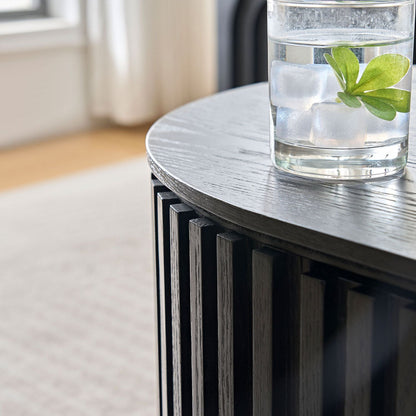 Wood Mid-Century Coffee Table, Black, Oval (view 6)