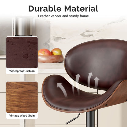 PU Leather Swivel Bar Stools, Set of 1, 18" Wide (view 58)
