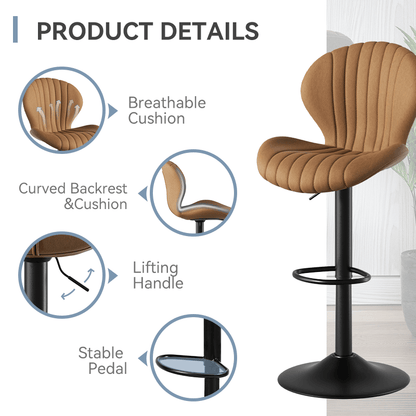 Faux Leather Swivel Bar Stools, Set of 2, Beige (view 34)