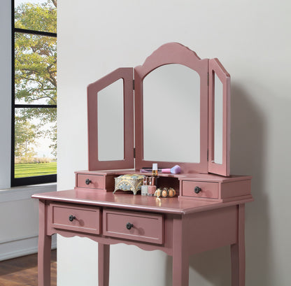 Sanlo Wooden Vanity Make Up Table and Stool Set, Rose Gold (view 2)