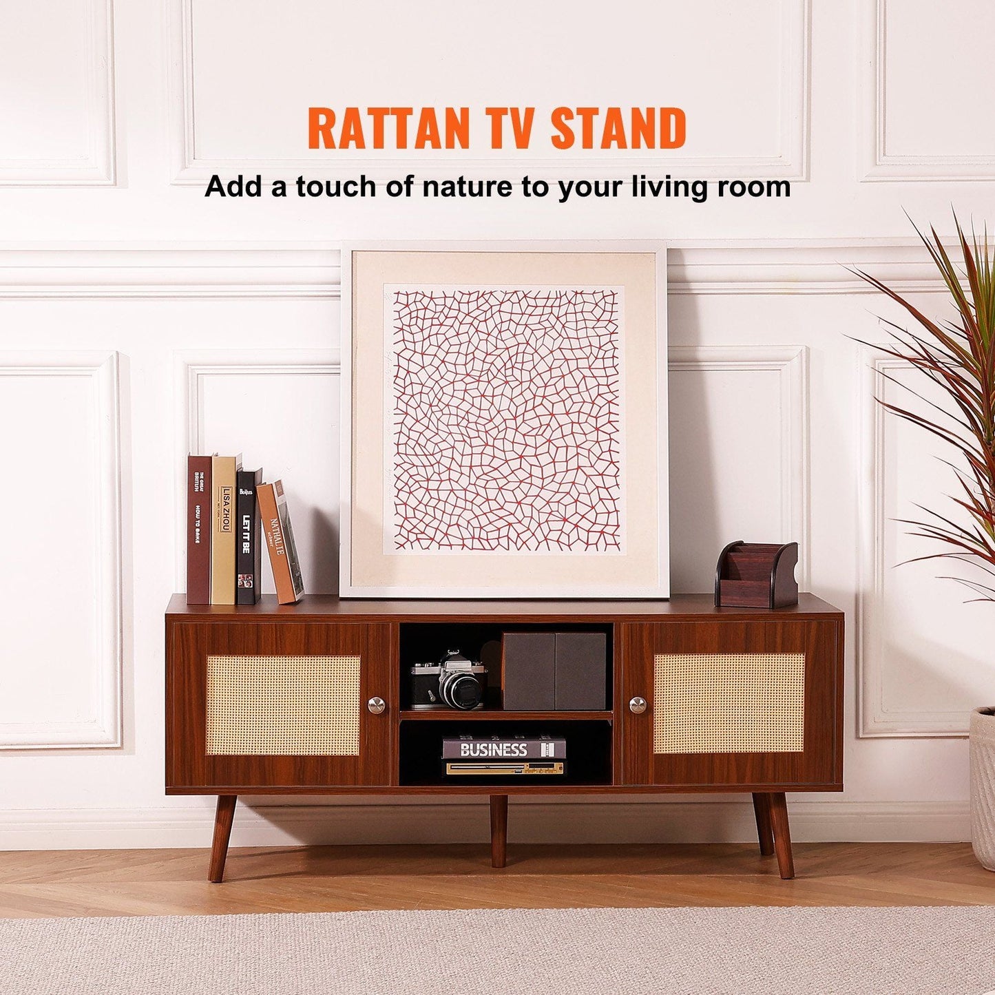 55" TV Mid-Century TV Stand, Walnut (view 2)