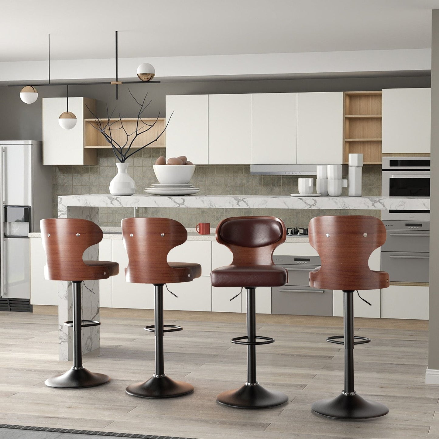 Faux Leather Swivel Bar Stools, Set of 2, 40" Tall (view 31)