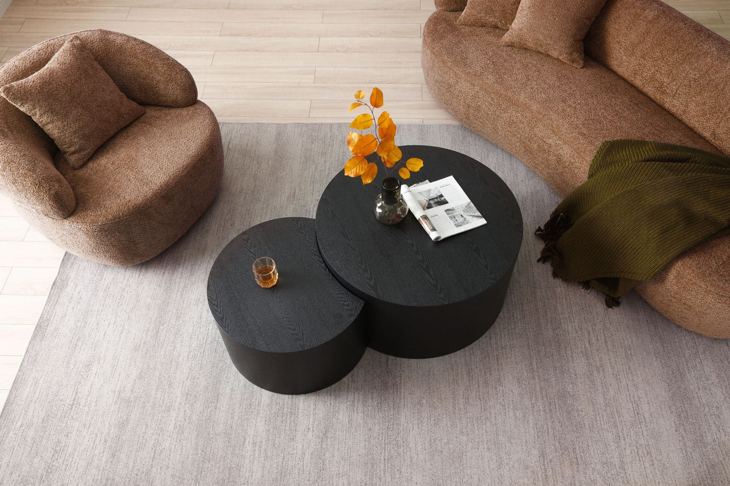 360-Degree Swivel Boucle Sofa, 1 Seat, Mid-Century Brown (view 5)