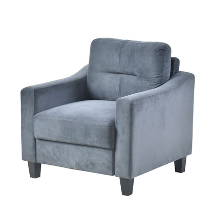 Solid Wood Mid-Century Sectional Sofa, Gray, Compact (view 4)