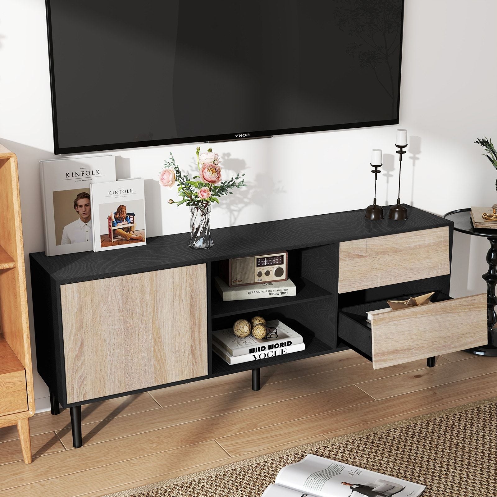 2-Drawer Mid Century TV Stand - Light Oak (view 2)