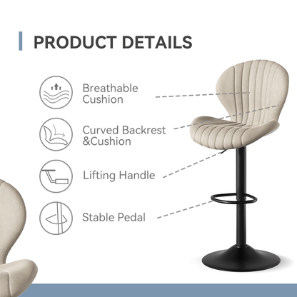 Faux Leather Swivel Bar Stools, Set of 2, Beige (view 67)