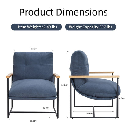 Upholstered Mid-Century Accent Chair, Blue, 33" Tall (view 3)