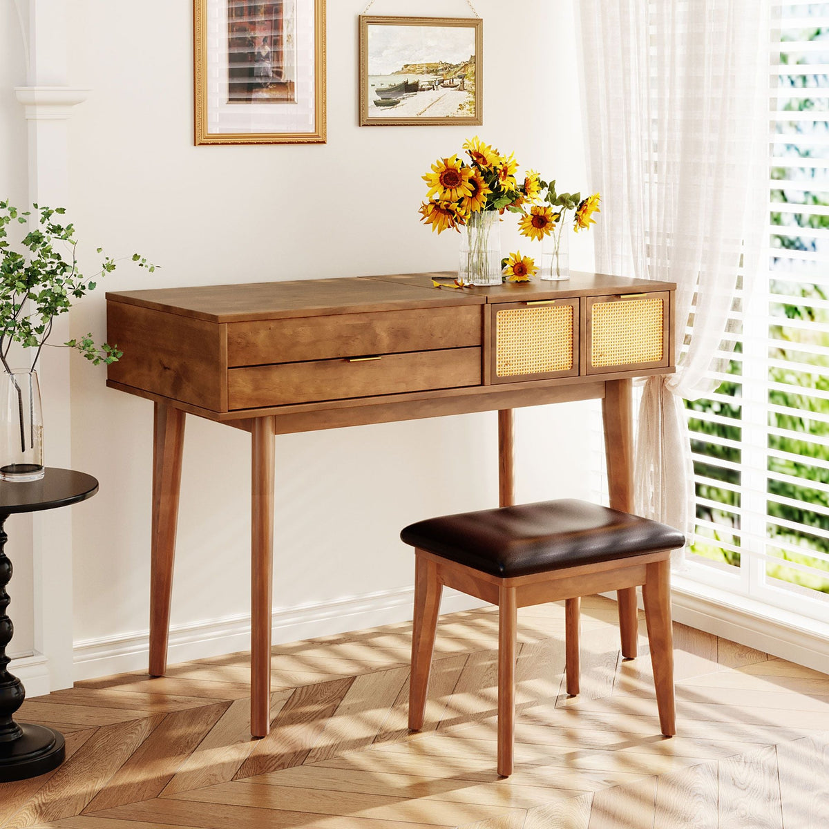 Engineered Wood Frame Mid-Century Vanity, 36" Wide — main product image
