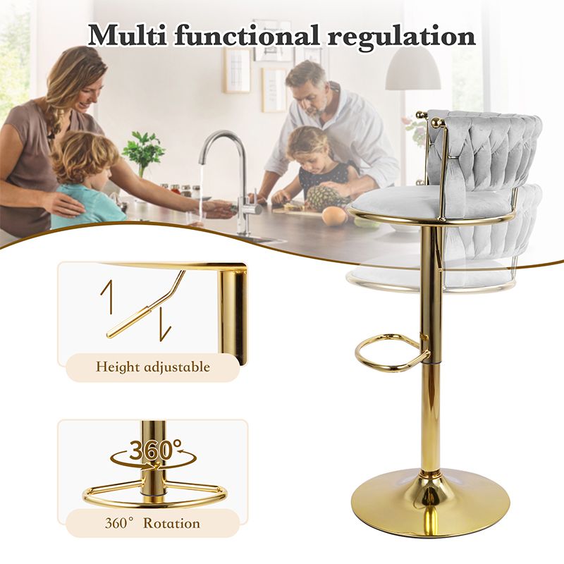 Velvet Swivel Bar Stools, Set of 2, Gold (view 22)