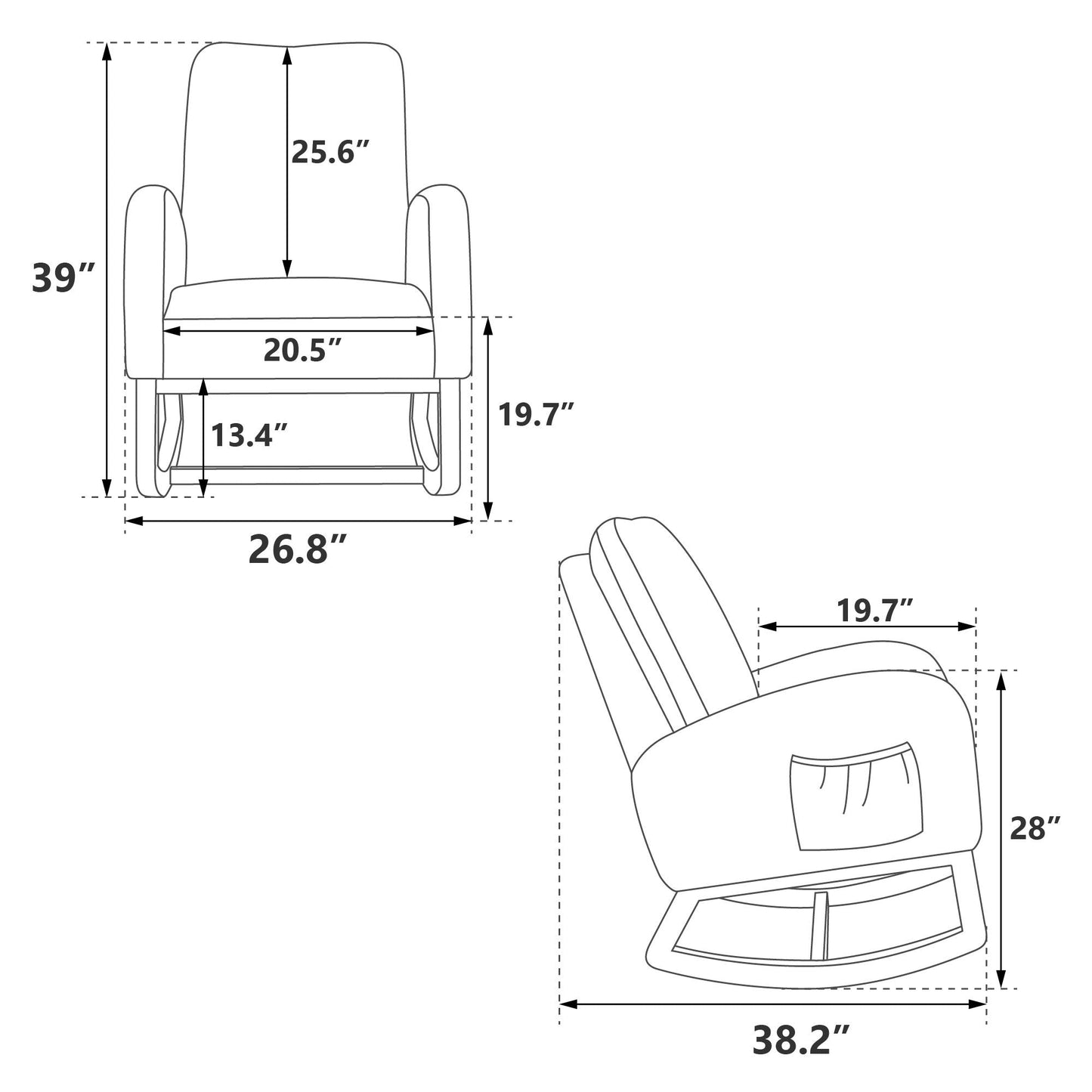 Boucle Mid-Century Rocking Chair, Green (view 6)