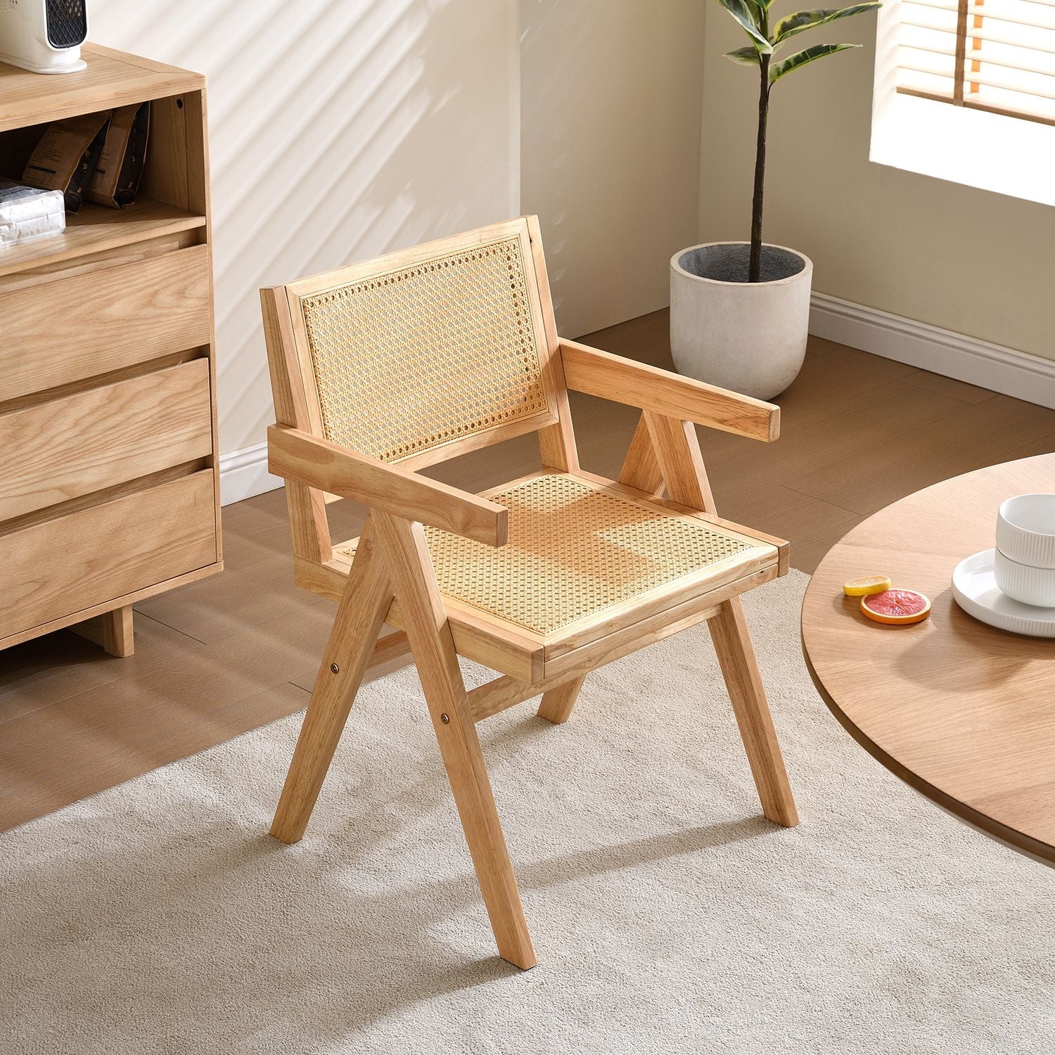 Rattan Mid-Century Accent Chair, Black (view 11)