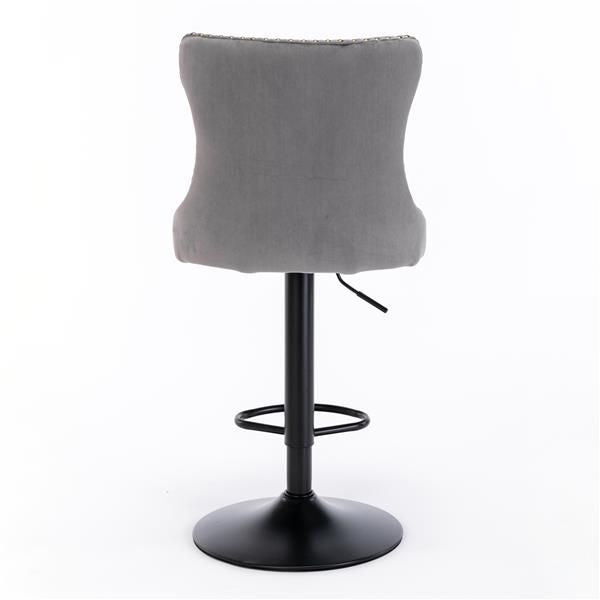 Velvet Swivel Bar Stools, Gray, Set of 2 (view 7)