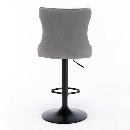 Velvet Swivel Bar Stools, Gray, Set of 2 (view 7)