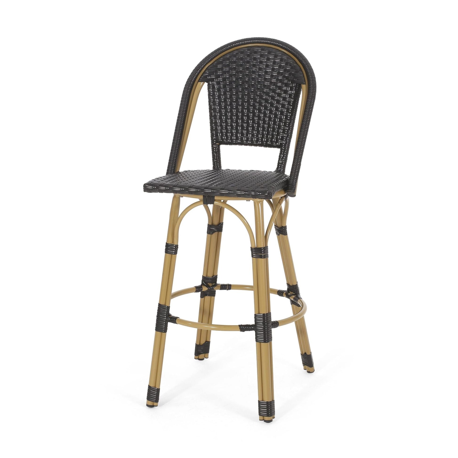 Rattan Swivel Bar Stools, Black, Set of 2, 45.75" Tall (view 7)