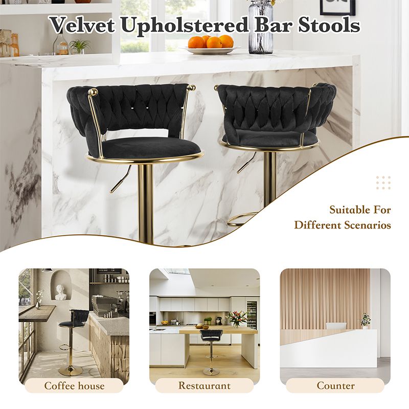 Velvet Swivel Bar Stools, Set of 2, 18" Wide (view 64)