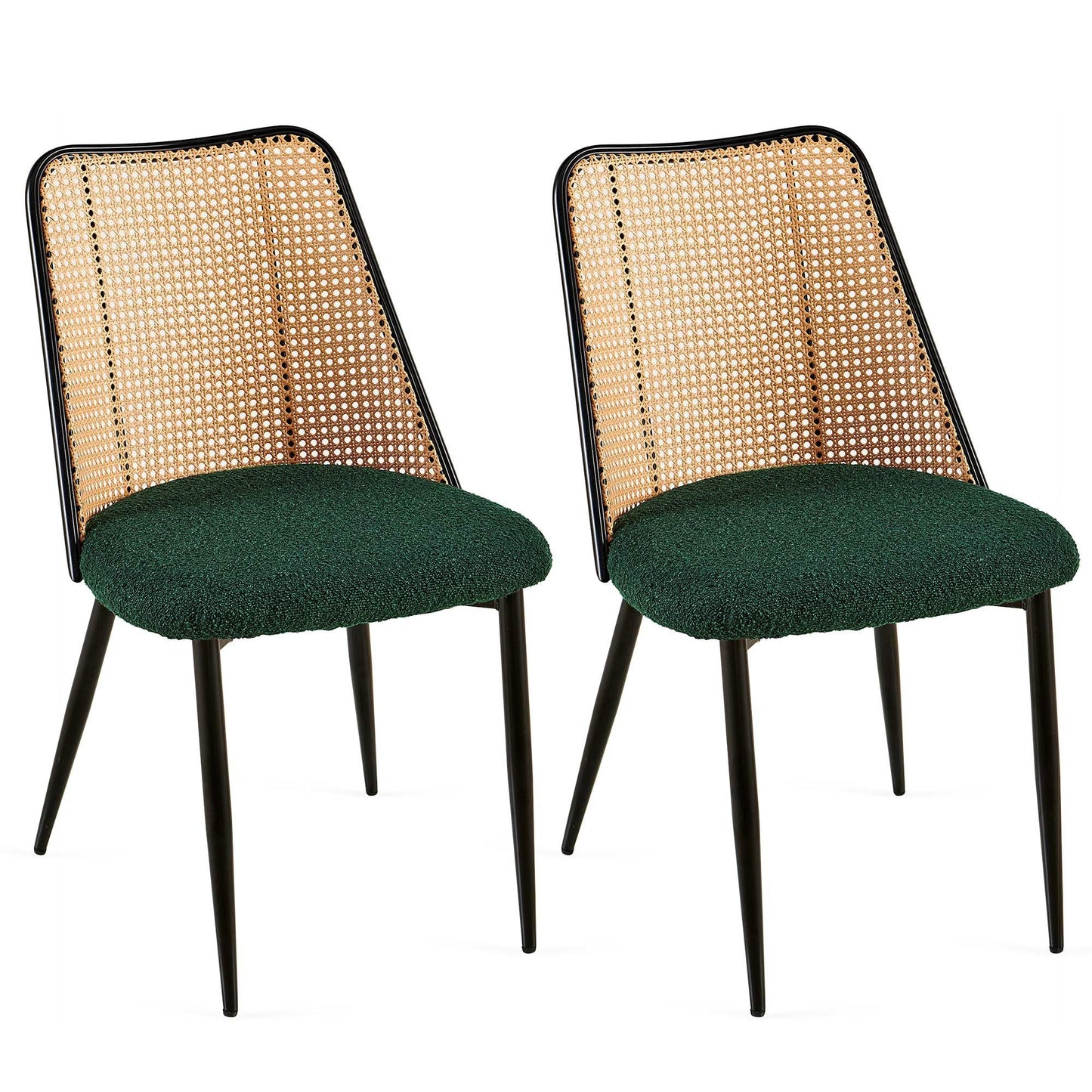 Boucle Mid-Century Dining Chairs, Set of 2, Green (view 5)