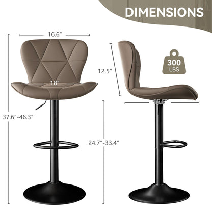 Faux Leather Swivel Bar Stools, Set of 2, Black (view 111)