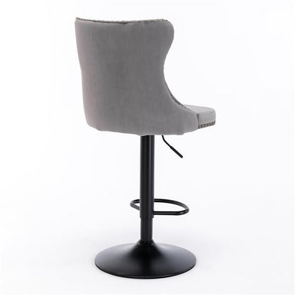 Velvet Swivel Bar Stools, Gray, Set of 2 (view 6)