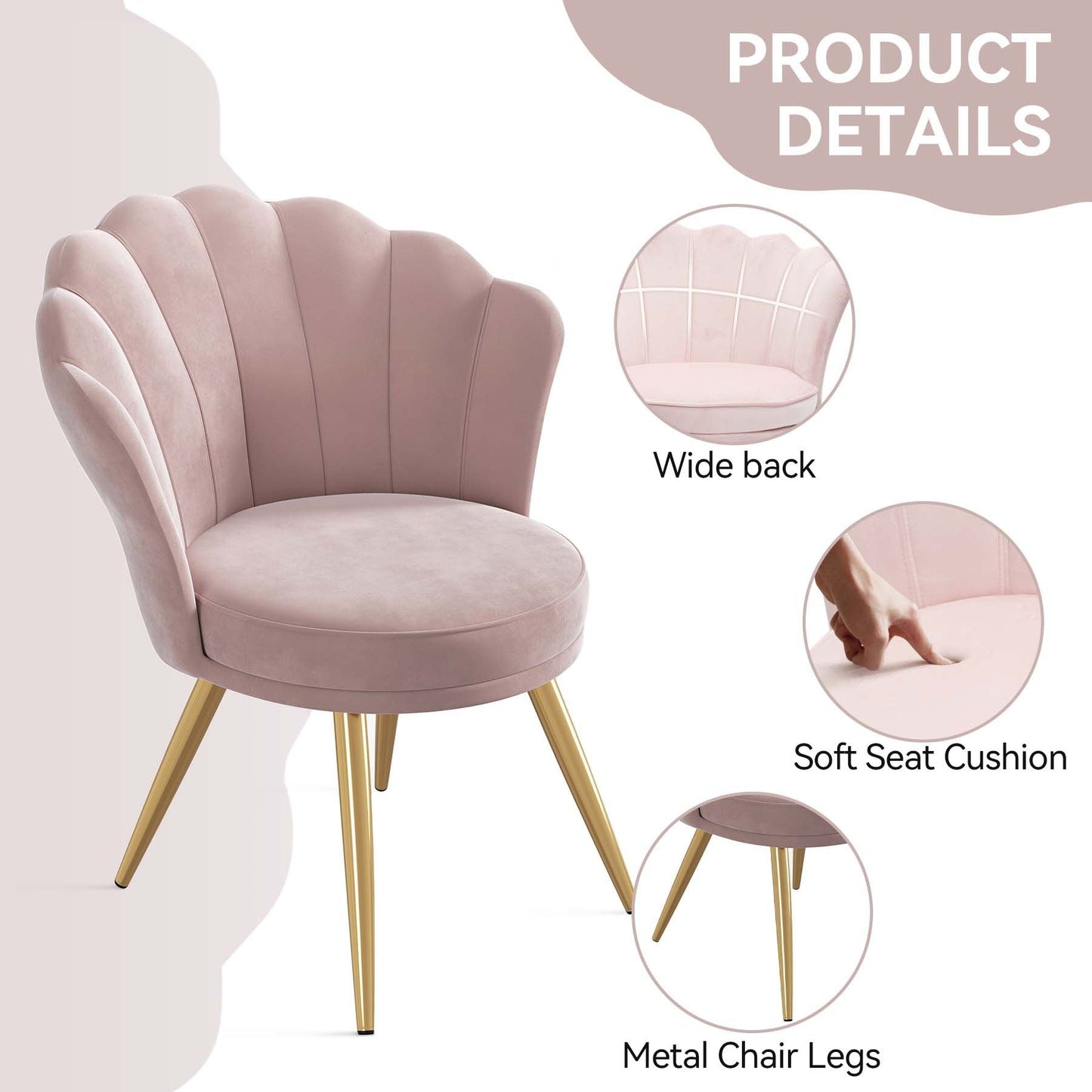 Velvet Mid-Century Accent Chair, Gold (view 24)