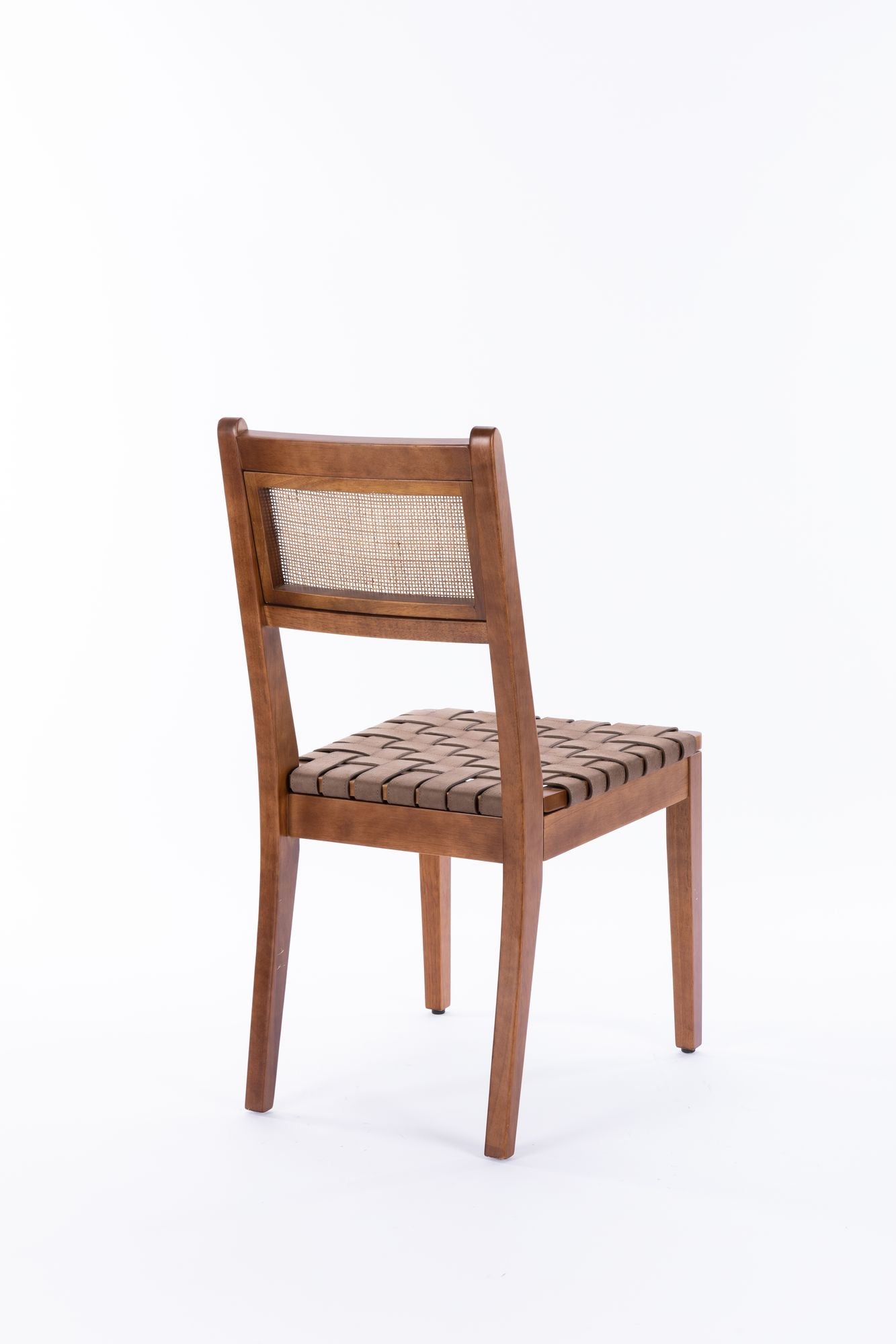Leather Mid-Century Dining Chairs, Set of 2, Brown, Rattan (view 6)