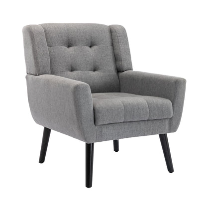 Linen Mid-Century Accent Chair, Black (view 10)
