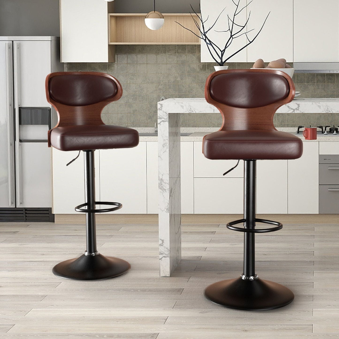 Faux Leather Swivel Bar Stools, Set of 2, 40" Tall (view 28)