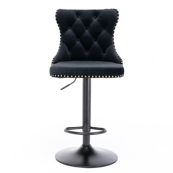 Velvet Swivel Bar Stools, Black, Set of 2 (view 3)