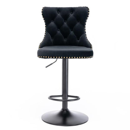 Velvet Swivel Bar Stools, Black, Set of 2 (view 3)