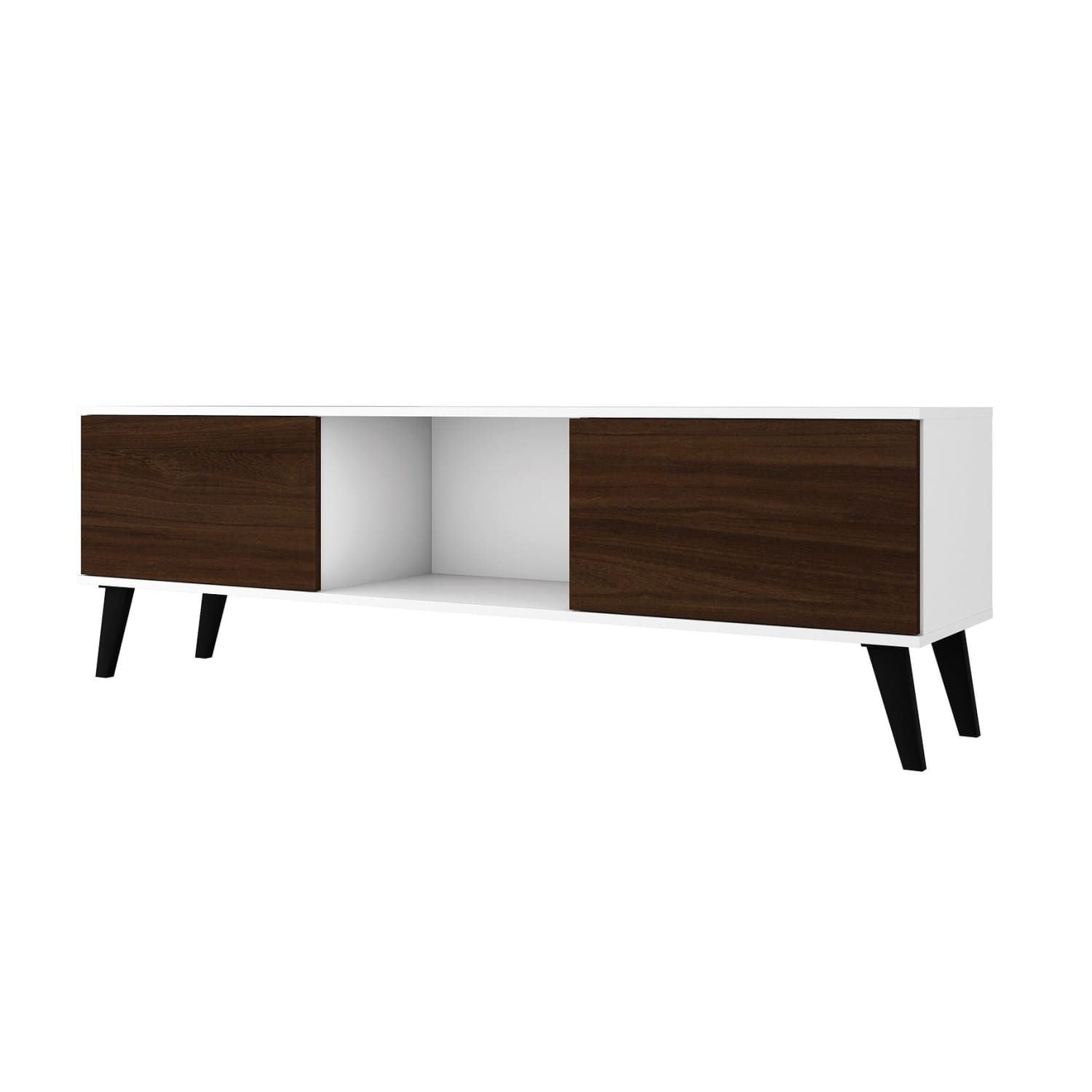 Mid-Century TV Stand, White, Nut Brown (view 9)