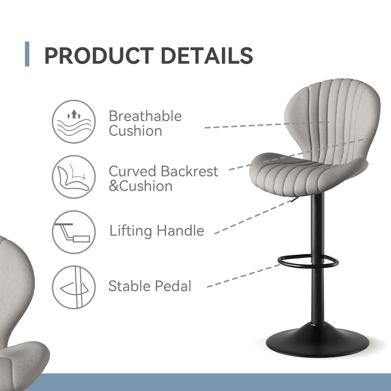 Faux Leather Swivel Bar Stools, Set of 2, Beige (view 51)
