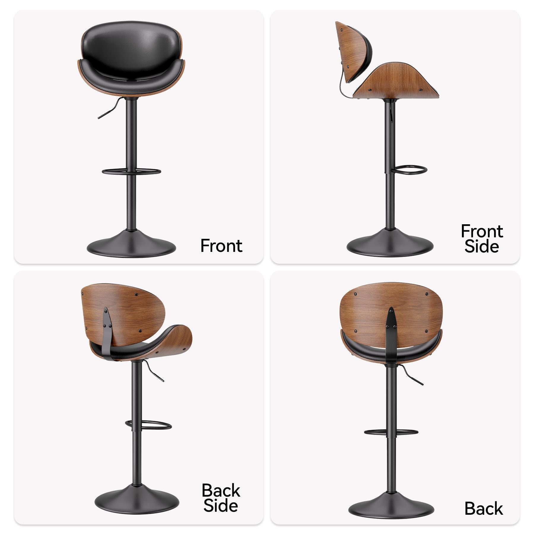 PU Leather Swivel Bar Stools, Set of 1, 18" Wide (view 7)