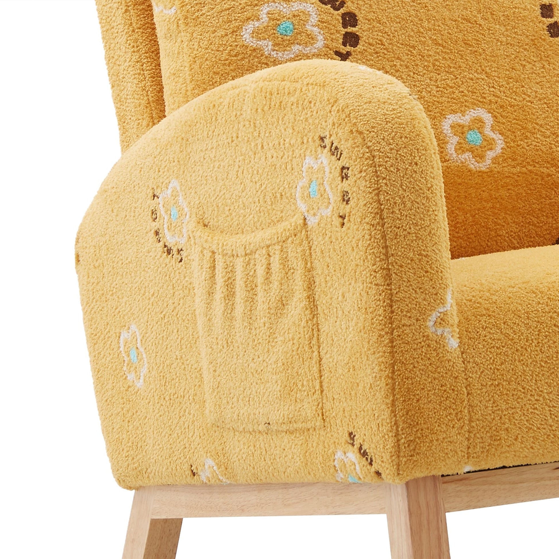 Boucle Mid-Century Rocking Chair, Mustard (view 11)
