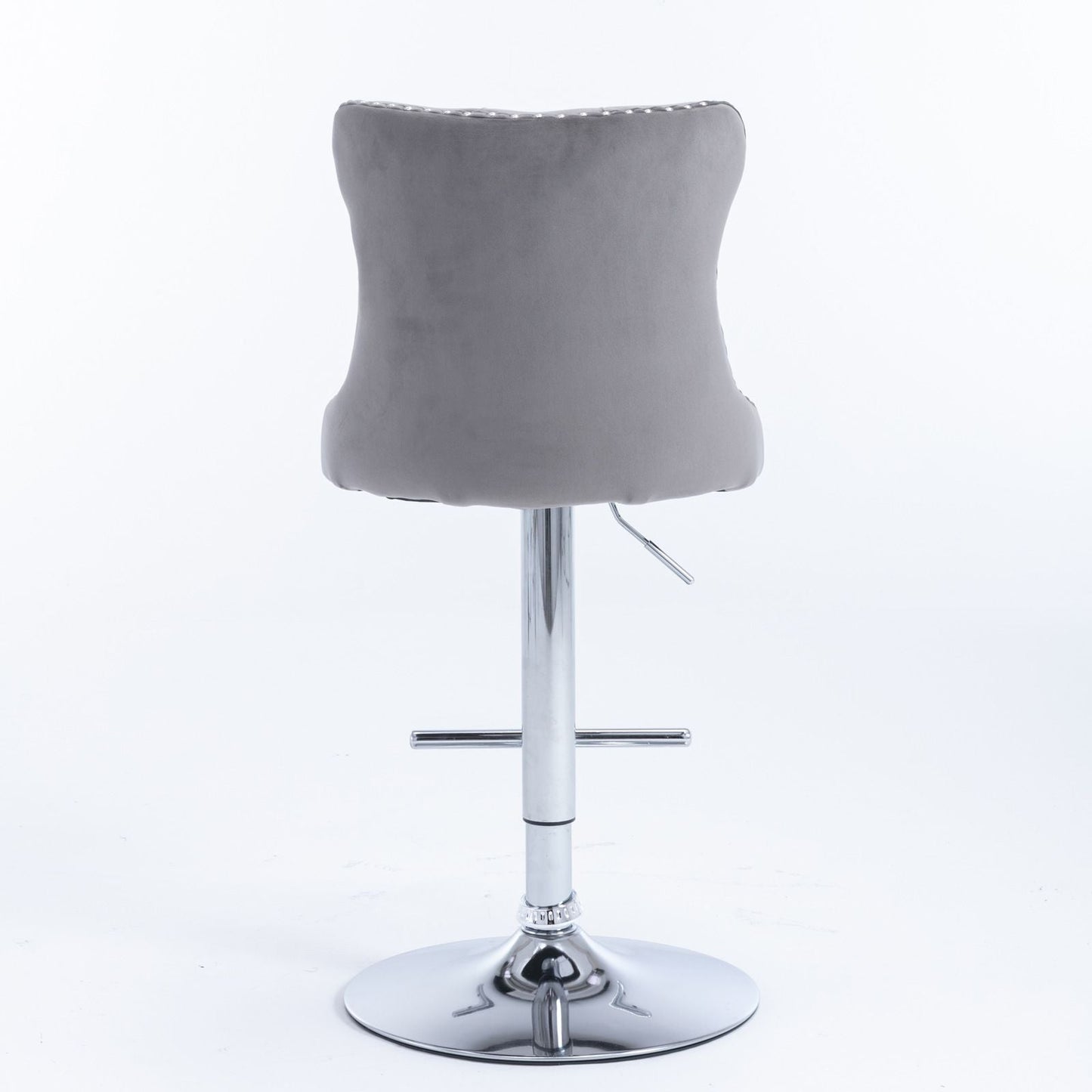 Gray Velvet Swivel Bar Stools, Chrome Base, Set of 2 - Gray (view 6)