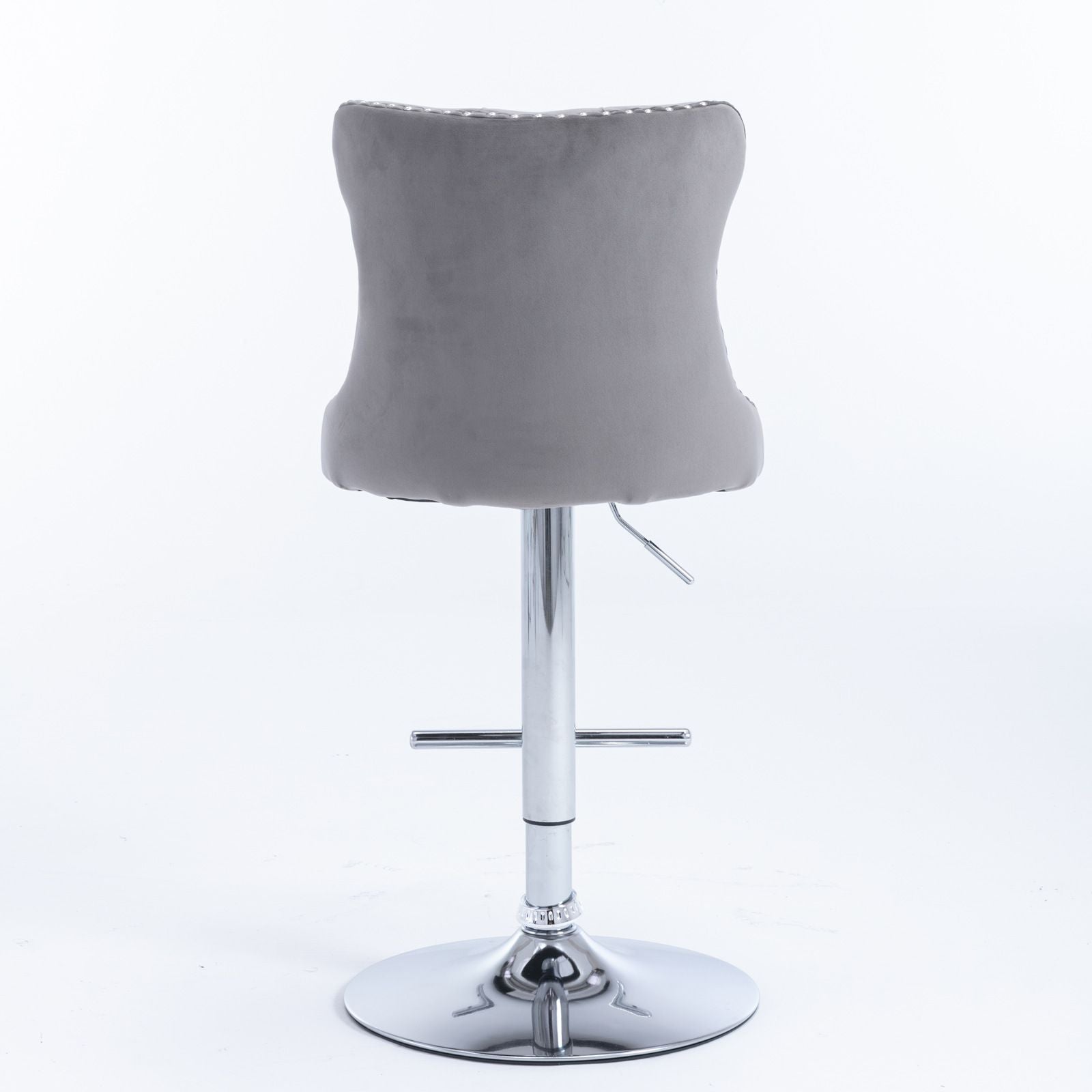Gray Velvet Swivel Bar Stools, Chrome Base, Set of 2 - Gray (view 6)