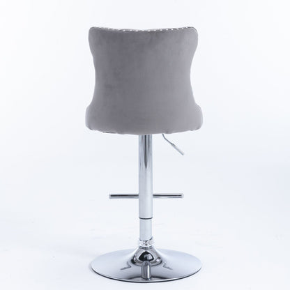 Gray Velvet Swivel Bar Stools, Chrome Base, Set of 2 - Gray (view 6)