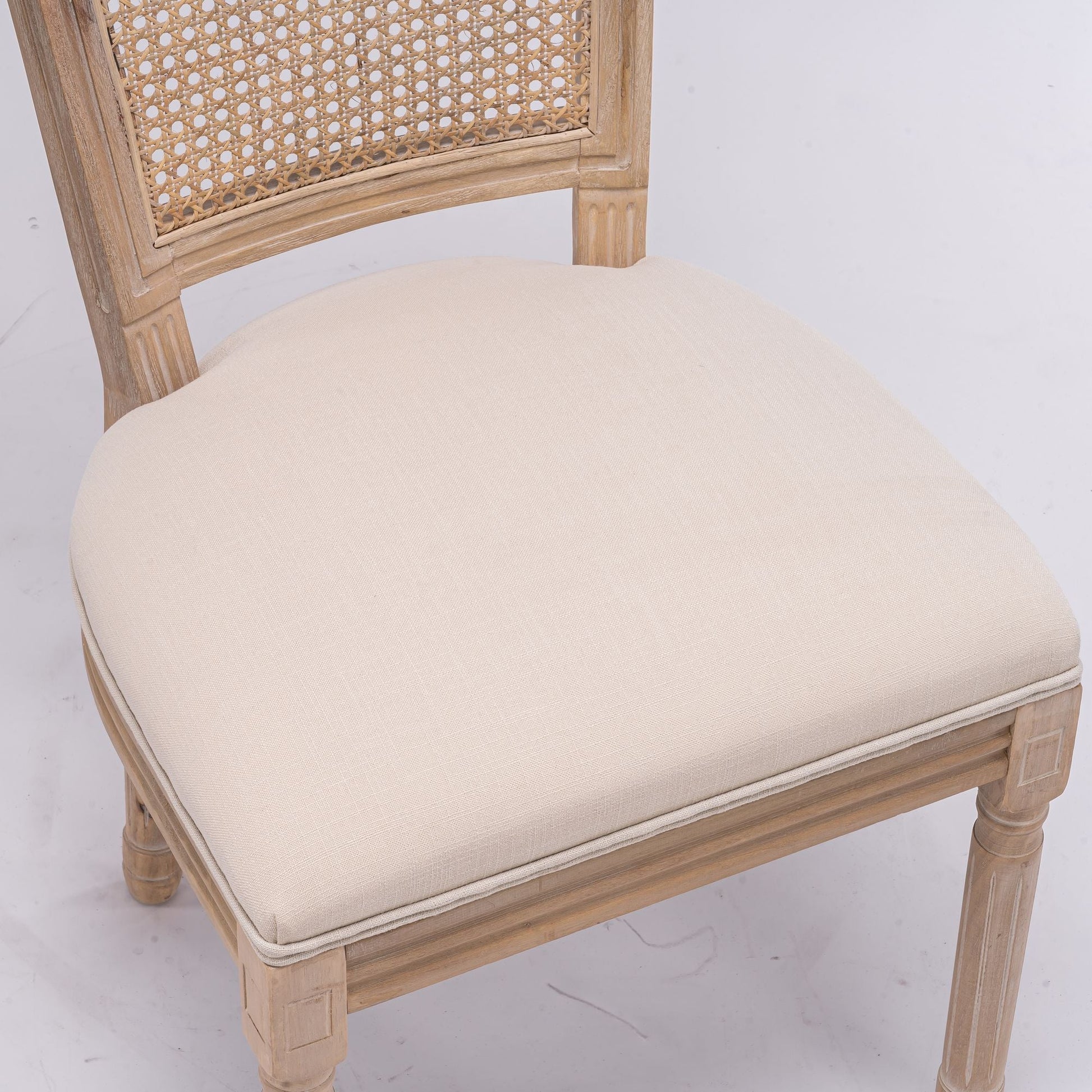 Linen Mid-Century Dining Chairs, Set of 2, White, 20" Wide (view 5)
