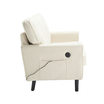 Solid Wood 3-Seat Mid-Century Sofa, Beige, Compact (view 18)