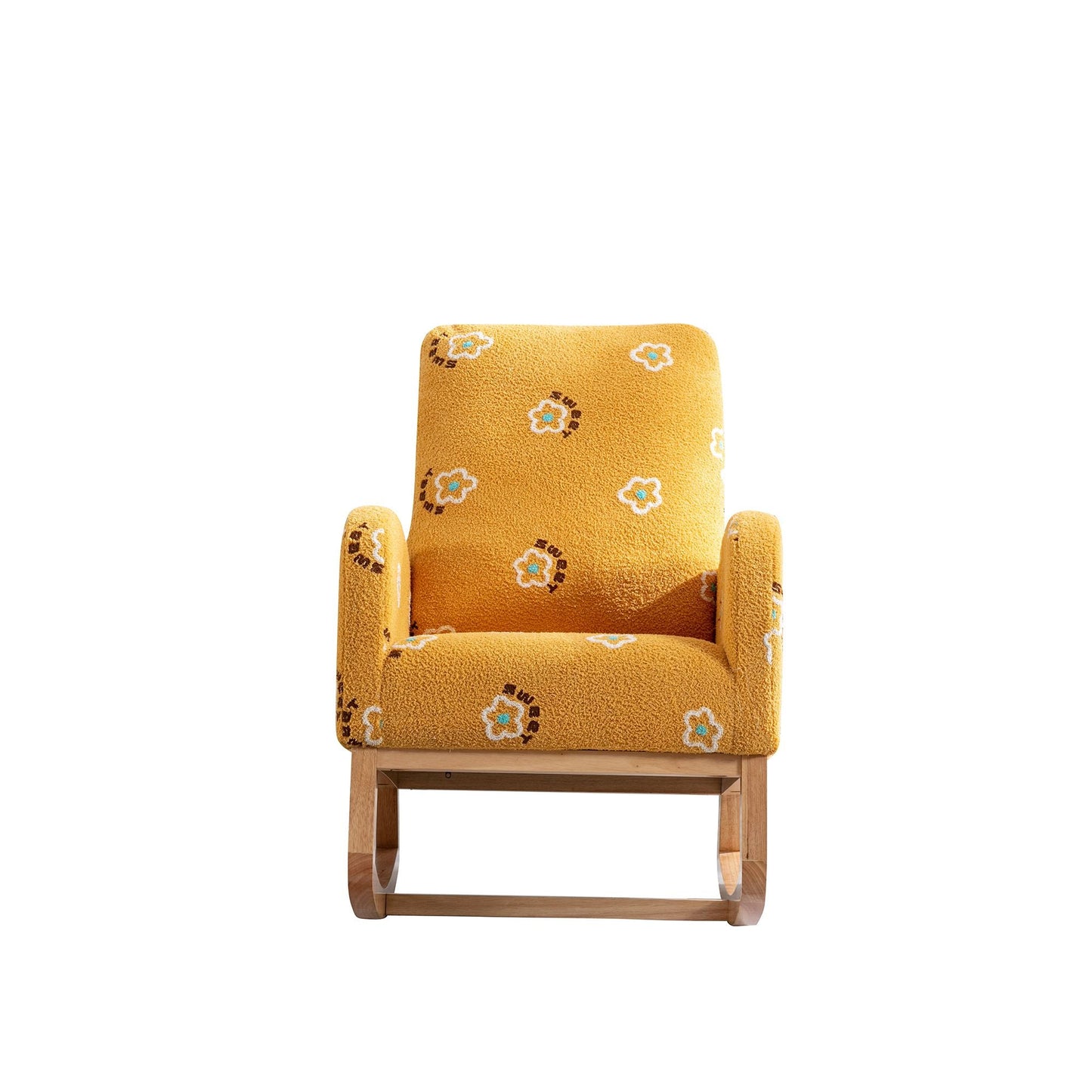 Boucle Mid-Century Rocking Chair, Mustard (view 15)