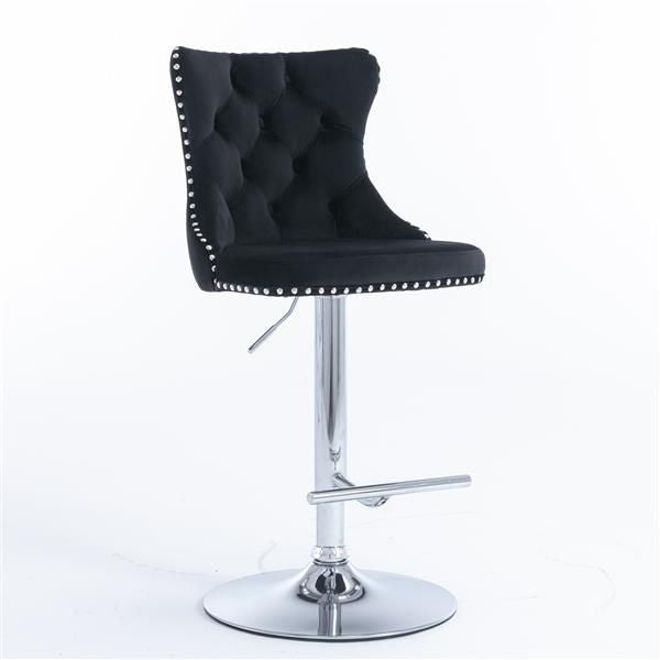 Black Velvet Swivel Bar Stools, Gold Base, Set of 2 (view 3)