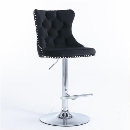 Black Velvet Swivel Bar Stools, Gold Base, Set of 2 (view 3)