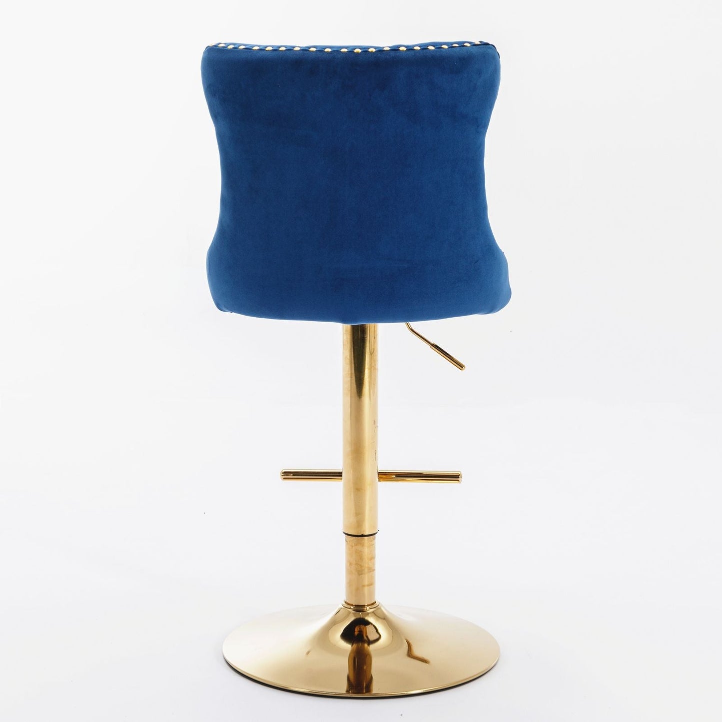 Set of 2 Blue Velvet Swivel Bar Stools, Gold Base (view 6)