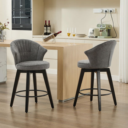 Chenille Swivel Bar Stools, Dark Grey, Counter Height (view 4)