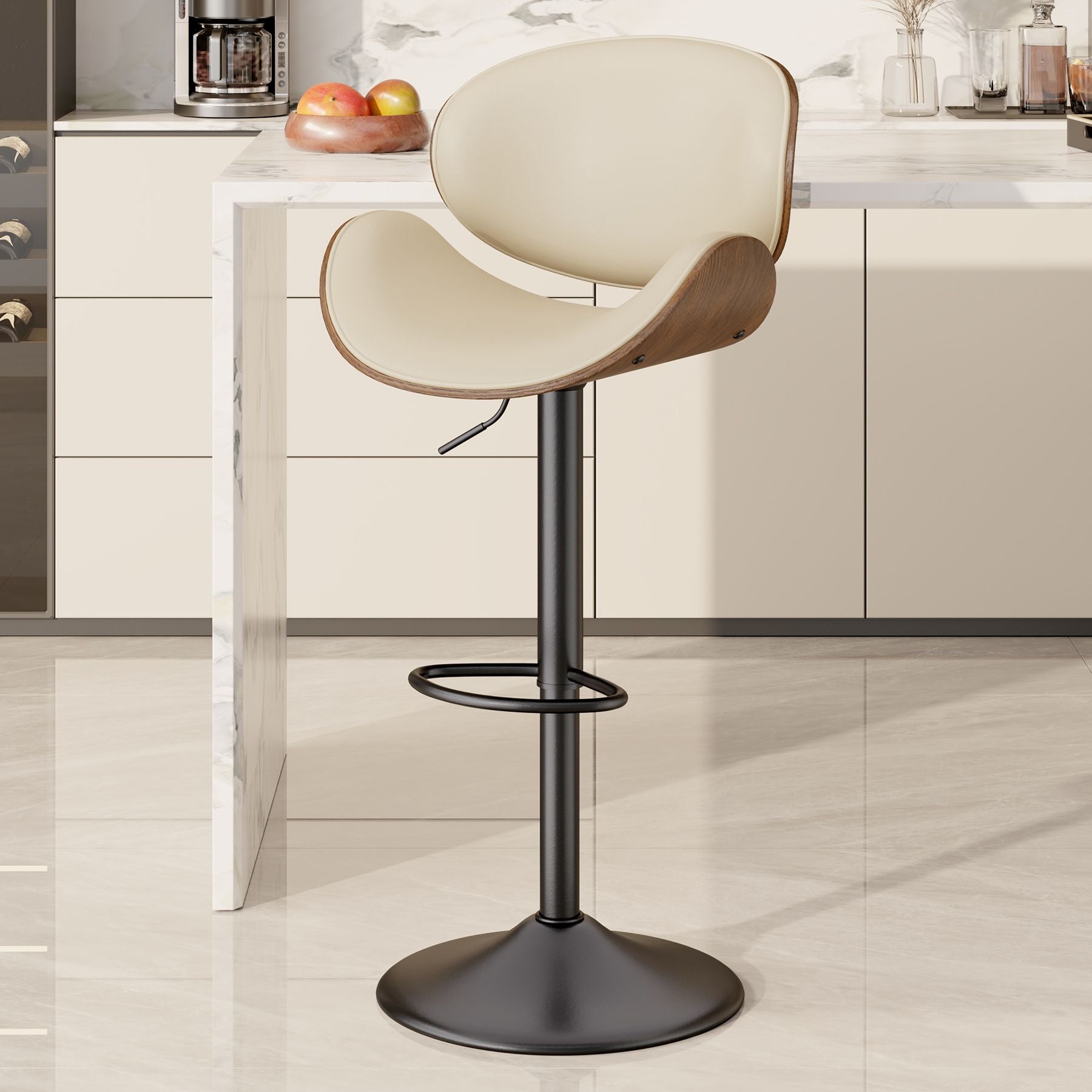 PU Leather Swivel Bar Stools, Set of 1, 18" Wide (view 37)