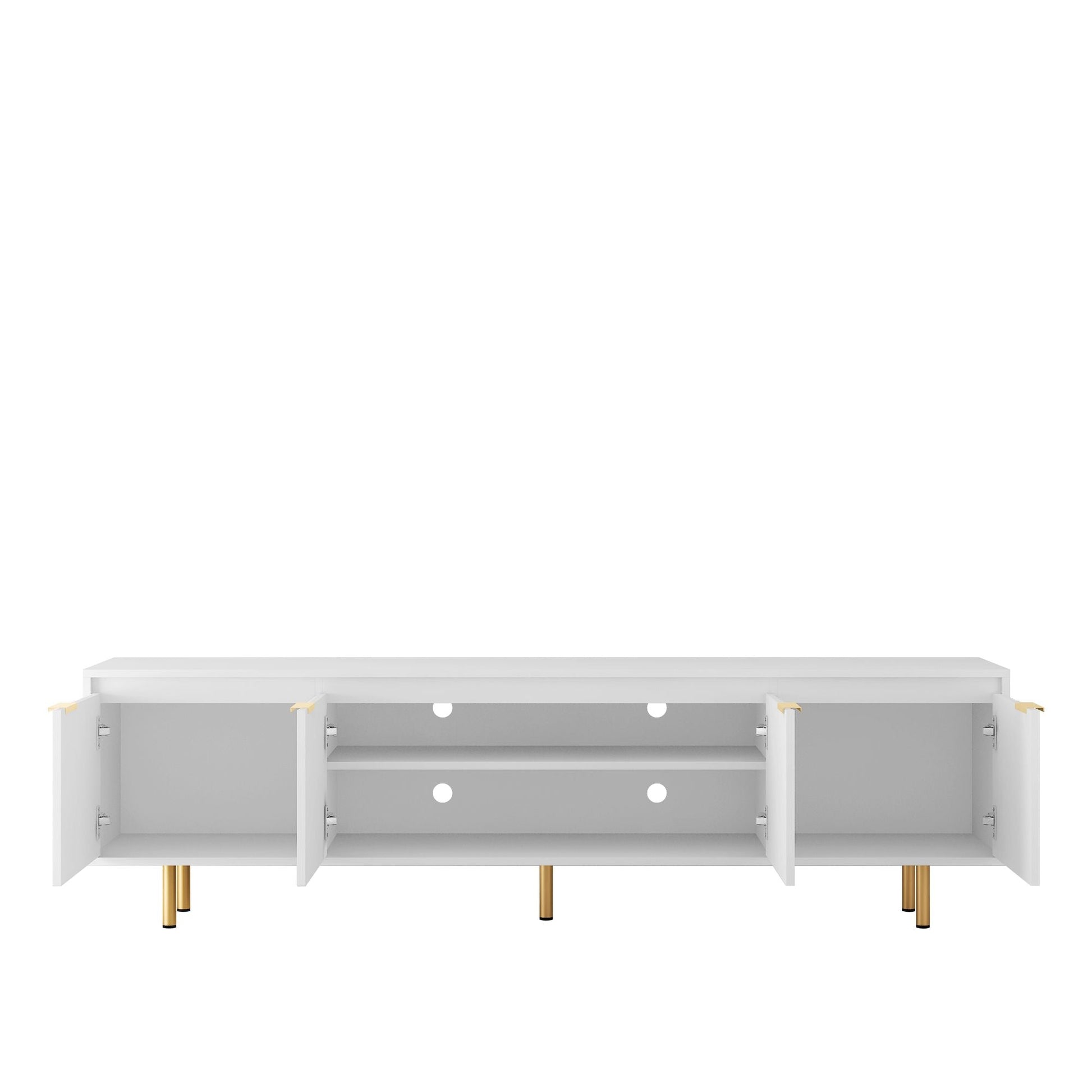 80" TV Mid-Century TV Stand, White, 60" Wide (view 6)